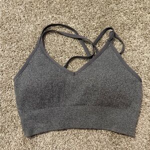 Aerie Charcoal Ribbed Sports Bra